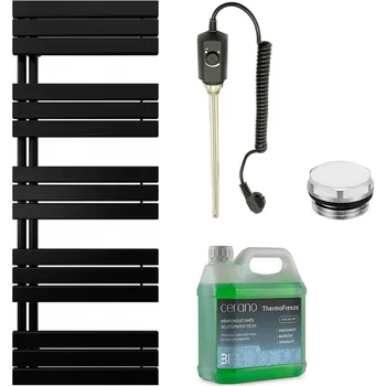 Radiátor CERANO - Koupelnový elektrický radiátorový set Theo - L/P - 900W - černá matná - 1600x500 mm