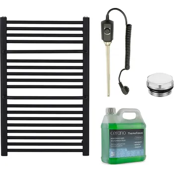 Radiátor CERANO - Koupelnový elektrický radiátorový set Antonio - 300W - černá matná - 860x550 mm