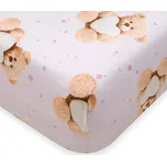 Bavlněné prostěradlo do postýlky New Baby Love Teddy Bear 120x60cm pink