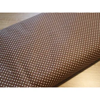 Pro útulný domov bavlněná látka HNĚDÁ s bílým puntíkem 2mm