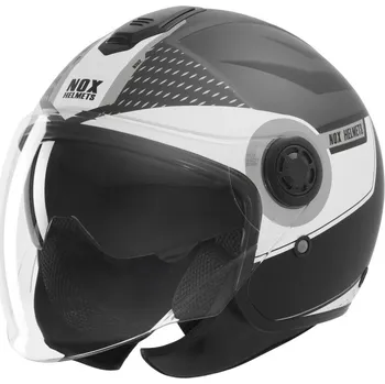 Helma na motorku přilba N182 ROUND, NOX (černá matná, stříbrná, vel. XS)