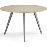 Konferenční stůl PRIMO ZEN, průměr 120 cm, šedostříbrná podnož, bříza