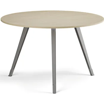 Konferenční stolek Konferenční stůl PRIMO ZEN, průměr 120 cm, šedostříbrná podnož, bříza