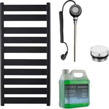 Radiátor CERANO - Koupelnový elektrický radiátorový set Marco - WIFI - 600W - černá matná - 1125x550 mm