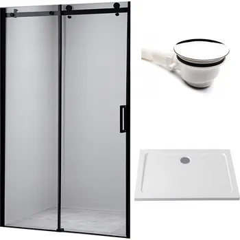Sprchové dveře BPS-koupelny Posuvné sprchové dveře HYD-PD03C 110 černé/transparent pro instalaci do niky + vanička HYD-OSV-ST05D 110x70 bílá