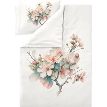 Povlečení LIVARNO® Saténové ložní povlečení, 240 x 220 cm, 70 x 90 cm (kvetoucí strom/bílá)