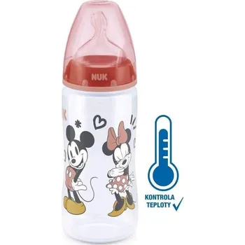 Dětské zboží NUK FC+ láhev s kontrolou teploty Mickey 300 ml Červená