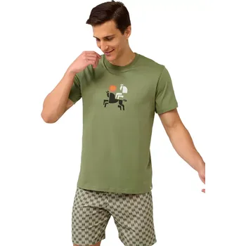 Pánské pyžamo Bavlněné pánské pyžamo Vamp s krátkými rukávy 22610 velikost XL