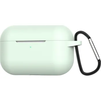Pouzdro na mobilní telefon Silikonový obal s karabinou a záslepkou portu pro AirPods Pro - světle zelený