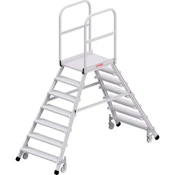 Schůdek Oboustranná pojízdná hliníková plošina HYMER 7 nášlapů
