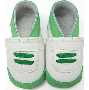 Capáčky LAIT ET MIEL Kožené capáčky zelené sneakersky 6-12 měsíců Bílá 19-20