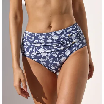 Dámské spodní prádlo Plavkové kalhotky Saglia s vysokým pasem a potiskem nám. modrá/režná 44