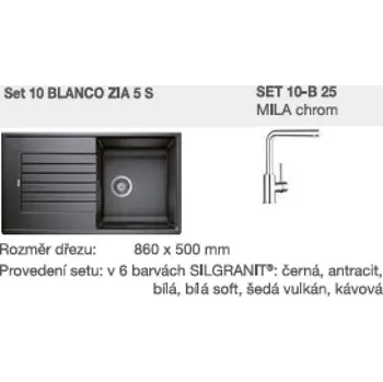 Vodovodní baterie SET 10-B 26 ZIA 5 S černá + MILA chrom