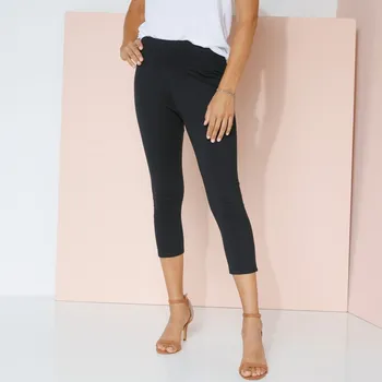 Dámská móda 7/8 legíny s efektem plochého břicha černá 54