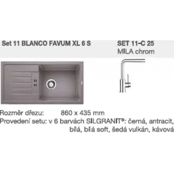 Vodovodní baterie SET 11-C 26 FAVUM XL 6 S antracit + MILA chrom