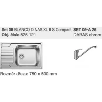 Vodovodní baterie SET 05-A 26 Dinas XL 6 S Compact kartáčovaný + Daras chrom
