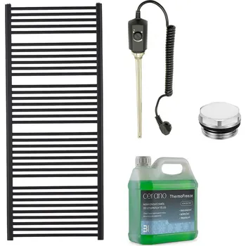 Radiátor CERANO - Koupelnový elektrický radiátorový set Alberto - 900W - černá matná - 1660x650 mm