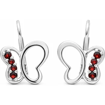 Náušnice Stříbrné náušnice motýl český granát Gohanne