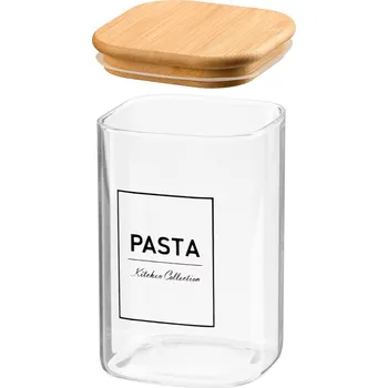 Dóza na potraviny Skleněná kuchyňská dóza na těstoviny PASTAS 1,2 l bambus/čírá