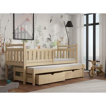 Dětská postel Dětská postel s přistýlkou Puchatek Barva dřeva: Borovice přírodní, 80x180