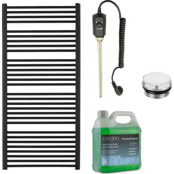 Radiátor CERANO - Koupelnový elektrický radiátorový set Alberto - 900W - černá matná - 1380x650 mm