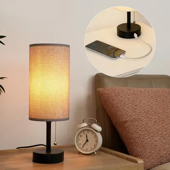 Lampička Brilagi - Stolní lampa s USB portem TABLON 1xE27/25W/230V černá/šedá