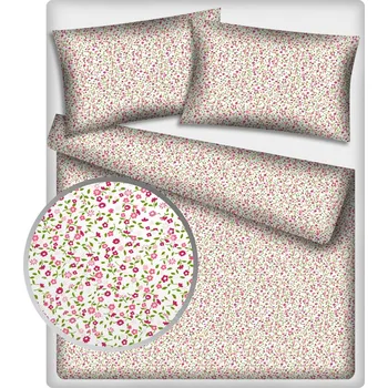 Povlečení Povlečení hladká bavlna LUX – Růžové kytičky 140x200+70x90
