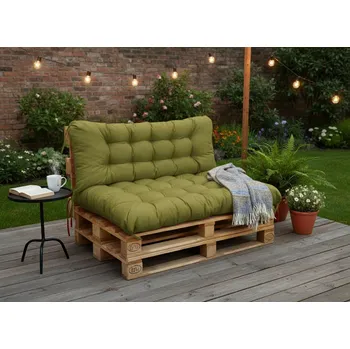 Podsedák Paletové prošívané sezení PIETRO SET - sedák 120x80 cm, opěrka 120x40 cm, olivová color 19, Mybesthome mall VO