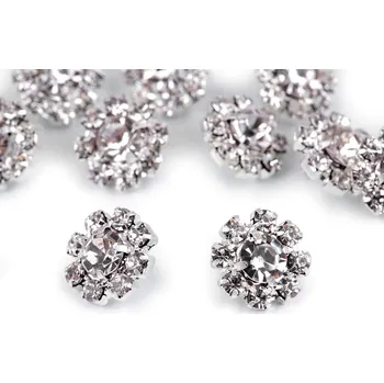 Knoflík Knoflík štrasový velikost 16" crystal 20 ks