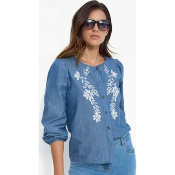 Dámská halenka Šambré halenka s výšivkou sepraná modrá 50