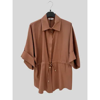 Dámská košile Civico halenka se stahováním 3/4 rukáv hnědá Velikost: S