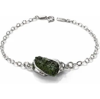 Náramek Stříbrný náramek se surovým vltavínem