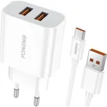 Foneng EU45 nabíječka 2x USB-A + kabel USB-C, bílá