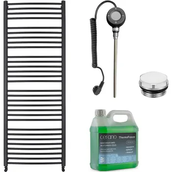 Radiátor CERANO - Koupelnový elektrický radiátorový set Stefano - WIFI - 600W - černá matná - 1460x650 mm