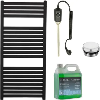 Radiátor CERANO - Koupelnový elektrický radiátorový set Vincenzo - 300W - černá matná - 970x450 mm