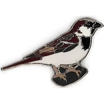 Vrabec domácí - Kovový malovaný odznak 2,5 cm