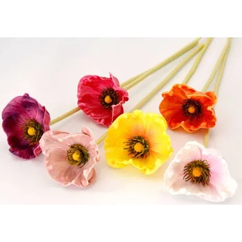 umělá květina Pěnová Anemonka na stonku 1 ks - ORANŽOVÁ