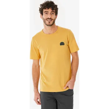 Pánské tričko QUECHUA Pánské turistické tričko s krátkým rukávem NH 100 2XL MODRÁ|ŽLUTÁ