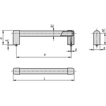 Nábytkové kování Trubkové úchyty z hliníku nebo nerezové oceli K1849.3007000187