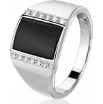 Leru Pánský stříbrný pečetní prsten se zirkony