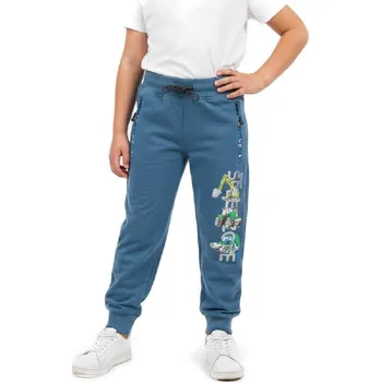 DĚTSKÉ BAVLNĚNÉ TEPLÁKY S BAGRY A TRAKTORY NOVINKA Barva: Petrolejová, Velikost: 128