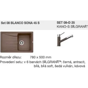 Vodovodní baterie SET 08-D 26 SONA 45 S bílá + KANO S bílá