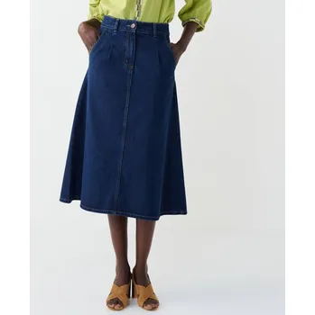 Dámská sukně Rozšířená džínová midi sukně se sklady modrá 36