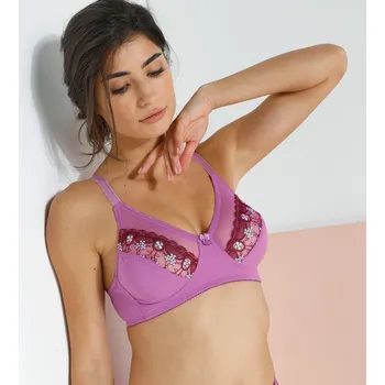 Podprsenka Polovyztužená podprsenka Caminata zn. Confidence Lingerie® s výšivkou, bez kostic purpurová 100C
