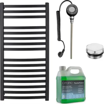 Radiátor CERANO - Koupelnový elektrický radiátorový set Paolo - WIFI - 600W - černá matná - 1090x550 mm