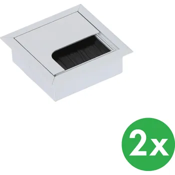 Nábytkové kování Hliníková stolová kabelová průchodka, 80 x 80 mm, balení 2 ks