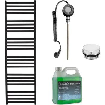 Radiátor CERANO - Koupelnový elektrický radiátorový set Fulgiduson - WIFI - 600W - černá matná - 1800x530 mm