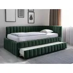 Čalouněná postel COMFINO VELVET s přistýlkou 120x200 cm tmavě zelená