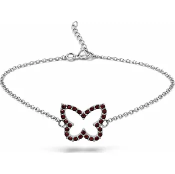 Náramek Stříbrný náramek s českým granátem Mariposa