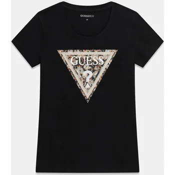 Dámské tričko Dámské Tričko s krátkým rukávem GUESS SS CN LEO TRIANGLE TEE W6RI32J1314-JBLK – Černá L